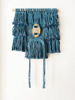 MONTEREY knotted Wall Hanging with Ceramic Detail | indigo blue