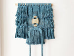 MONTEREY knotted Wall Hanging with Ceramic Detail | indigo blue