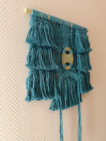 MONTEREY knotted Wall Hanging with Ceramic Detail | indigo blue