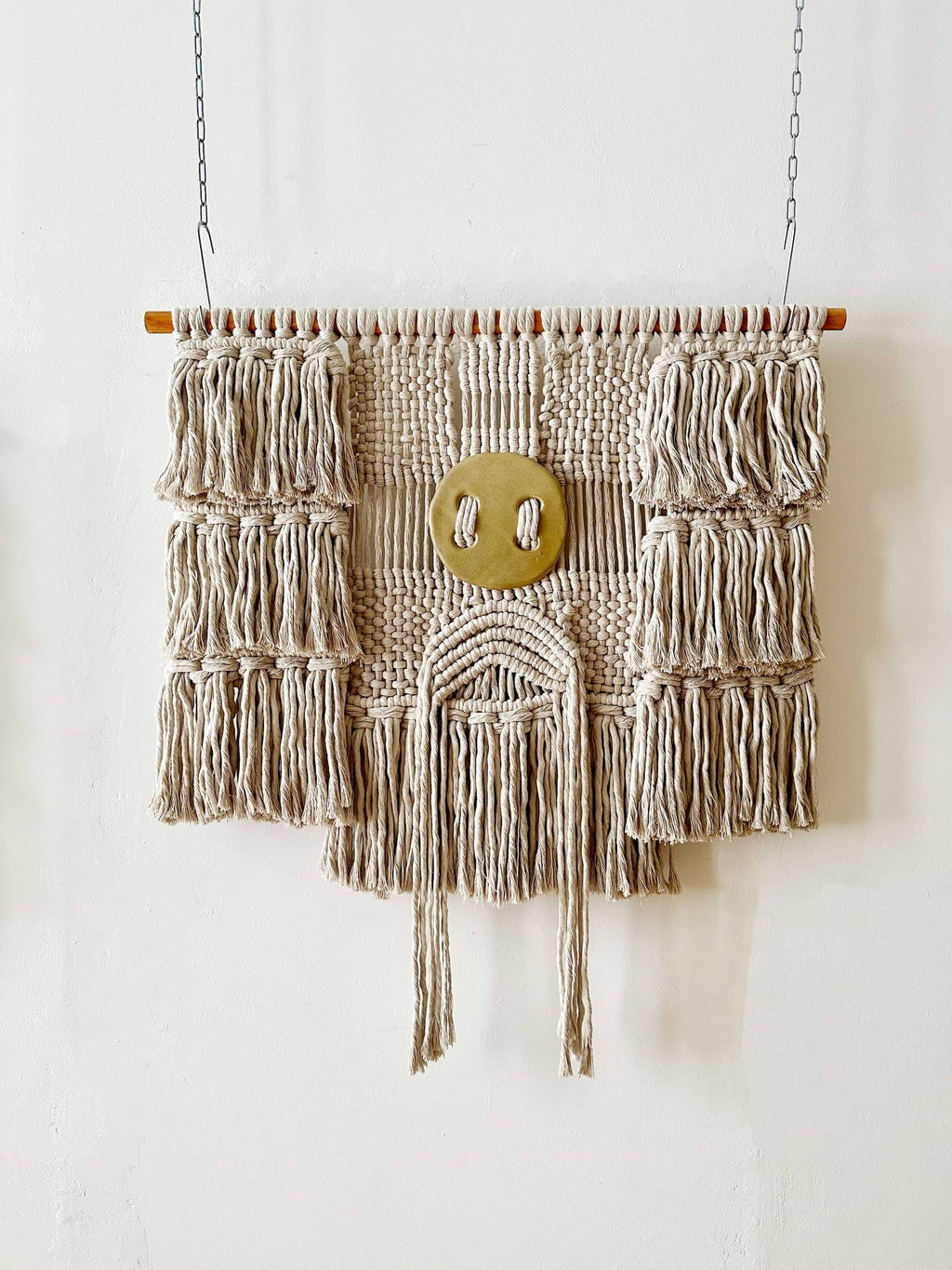 MONTEREY knotted Wall Hanging with Ceramic Detail | grey
