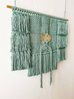 MONTEREY knotted Wall Hanging with Ceramic Detail | sage green