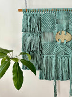 MONTEREY knotted Wall Hanging with Ceramic Detail | sage green