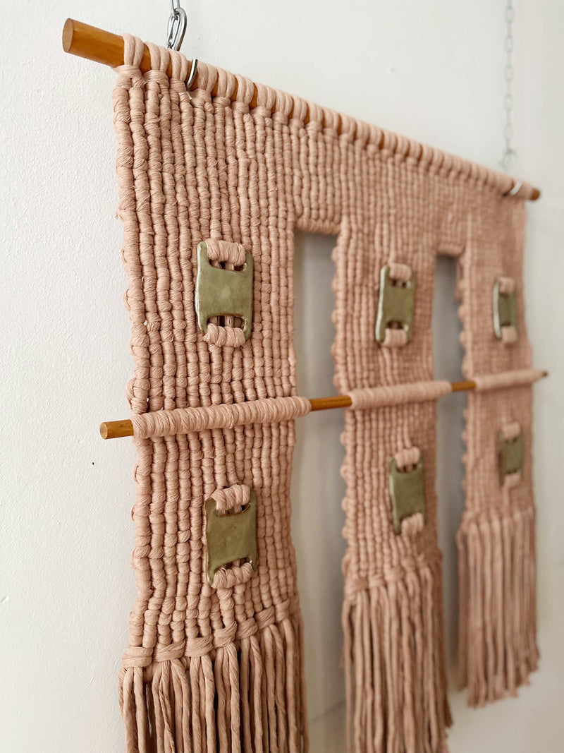 HORIZON Knotted Wallhanging with Ceramic Elements