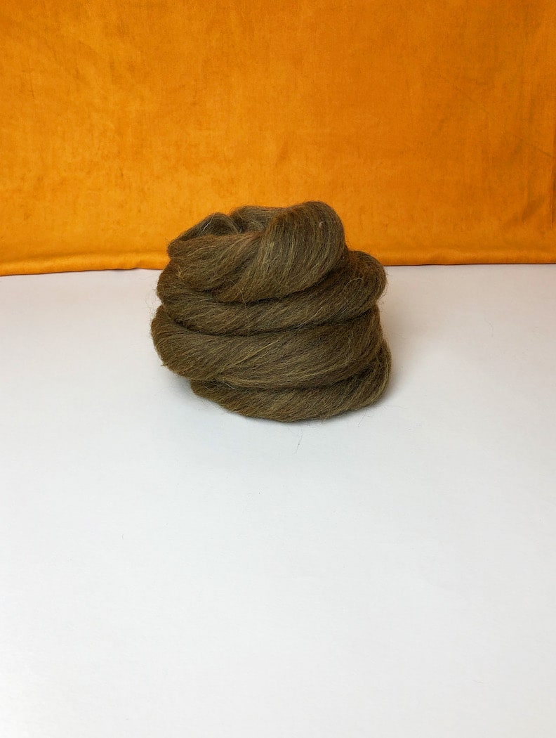 Chunky Merino Wolle Roving Wolle - Walnuss